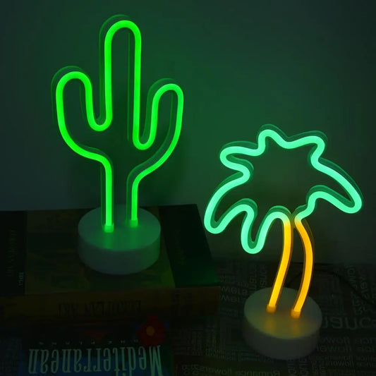 Flamingo Cactus Neon Sign Light